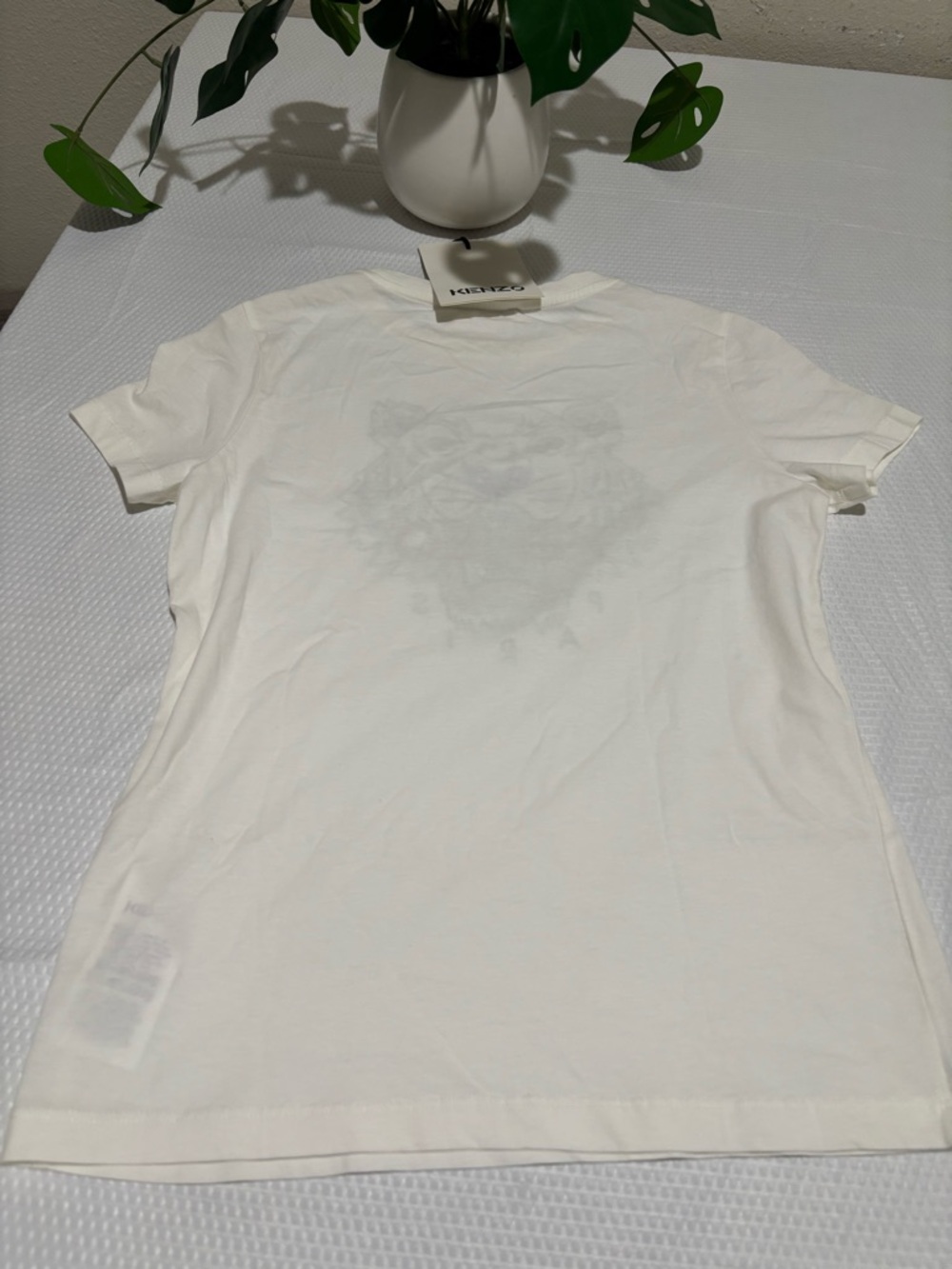 Kenzo White Tiger Logo Tee with Gold Accent - Picture 5 of 9